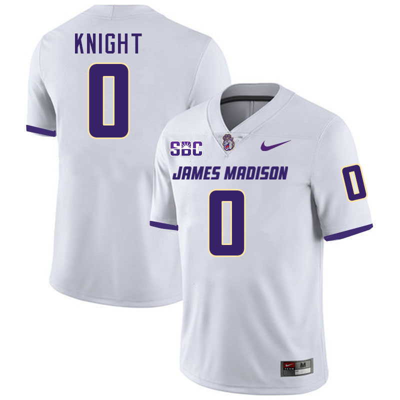 #0 Yamir Knight JMU Jersey,James Madison Dukes Football Jerseys Stitched-White